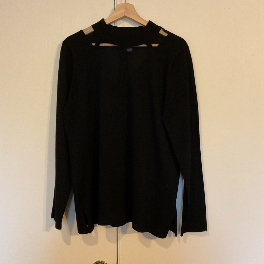 Questions Mesh Collar Whimsigoth Grunge Lightweight Stretch Sweater Women’s XL